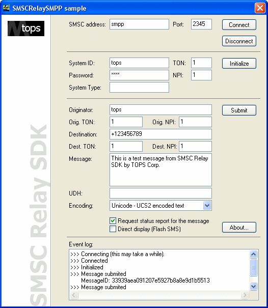 SMSC Relay ActiveX SDK Screenshot